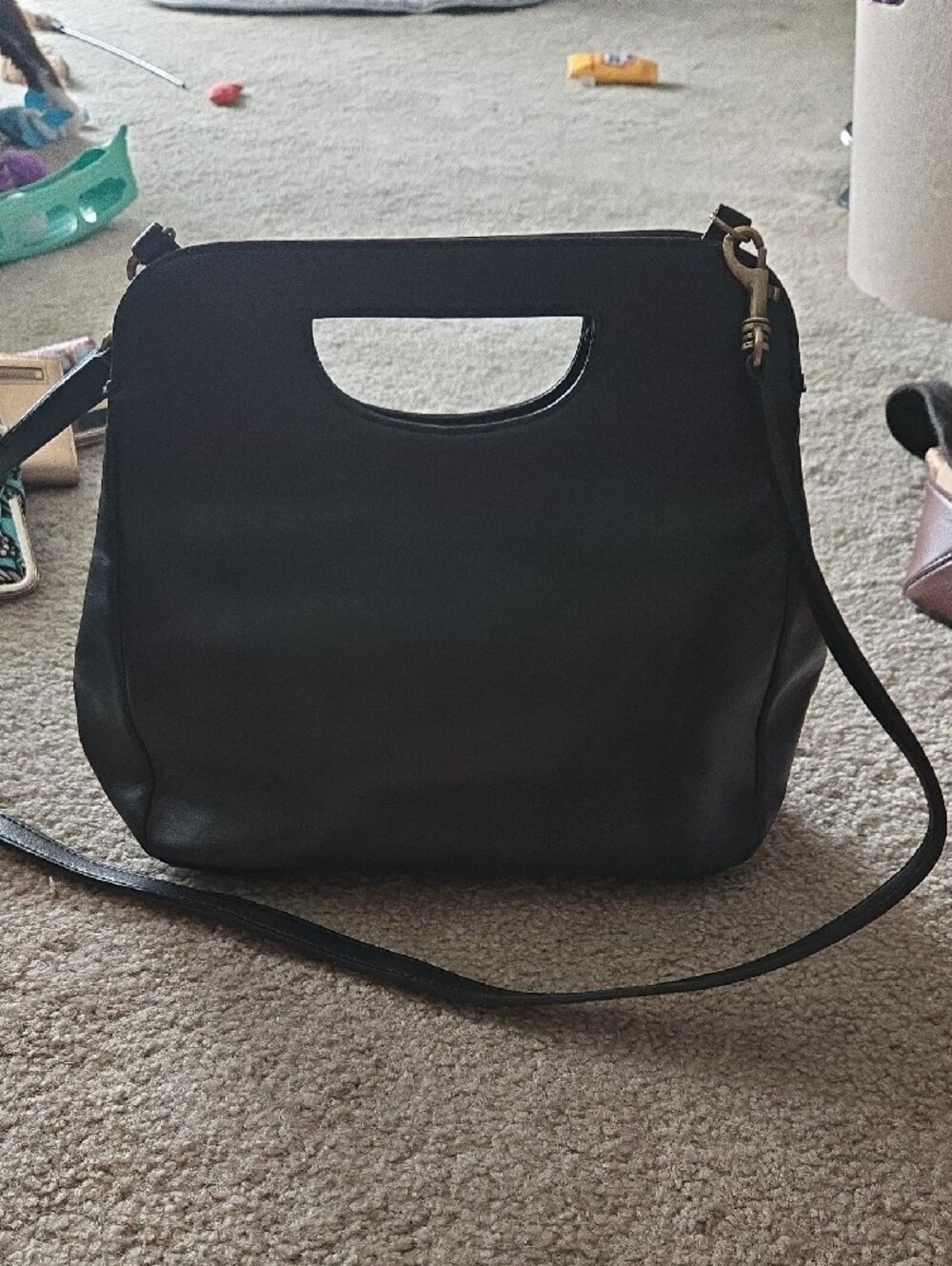 Etienne Aigner Black Satchel with Gold Hardware - Picture 3 of 4